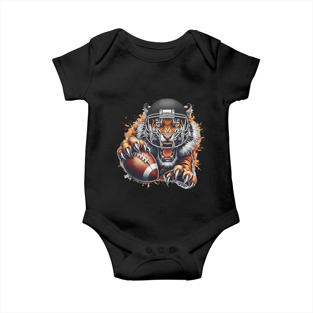 Funny Bengal Tiger With Helmet Baby Onesie Football Lover Gift - Wonder Print Shop