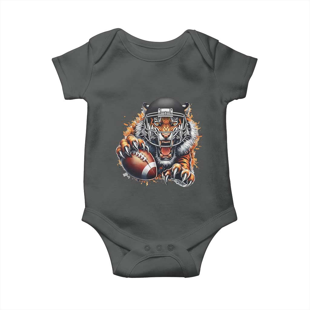 Funny Bengal Tiger With Helmet Baby Onesie Football Lover Gift - Wonder Print Shop