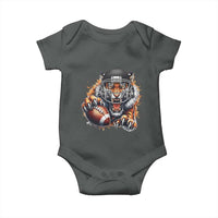 Funny Bengal Tiger With Helmet Baby Onesie Football Lover Gift - Wonder Print Shop