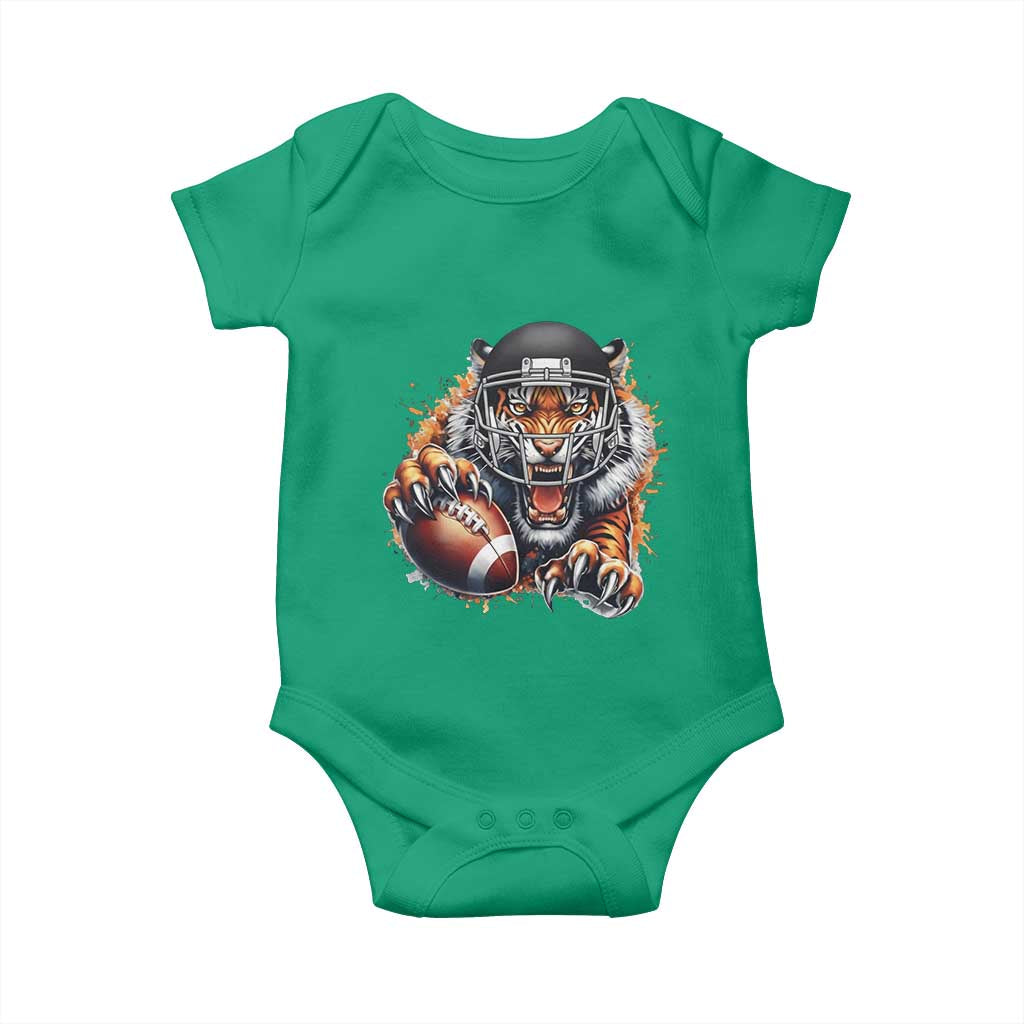 Funny Bengal Tiger With Helmet Baby Onesie Football Lover Gift - Wonder Print Shop