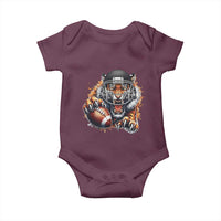 Funny Bengal Tiger With Helmet Baby Onesie Football Lover Gift - Wonder Print Shop