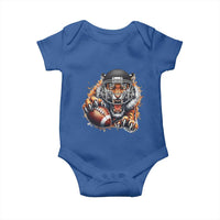 Funny Bengal Tiger With Helmet Baby Onesie Football Lover Gift - Wonder Print Shop