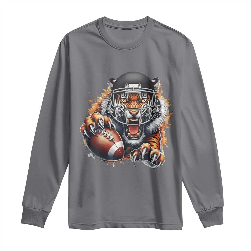 Funny Bengal Tiger With Helmet Long Sleeve Shirt Football Lover Gift - Wonder Print Shop