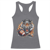 Funny Bengal Tiger With Helmet Racerback Tank Top Football Lover Gift - Wonder Print Shop