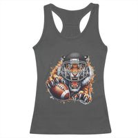 Funny Bengal Tiger With Helmet Racerback Tank Top Football Lover Gift - Wonder Print Shop