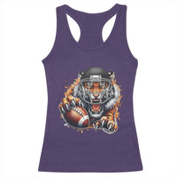 Funny Bengal Tiger With Helmet Racerback Tank Top Football Lover Gift - Wonder Print Shop