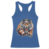 Funny Bengal Tiger With Helmet Racerback Tank Top Football Lover Gift - Wonder Print Shop