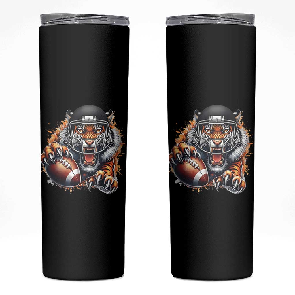 Funny Bengal Tiger With Helmet Skinny Tumbler Football Lover Gift - Wonder Print Shop