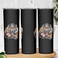 Funny Bengal Tiger With Helmet Skinny Tumbler Football Lover Gift - Wonder Print Shop