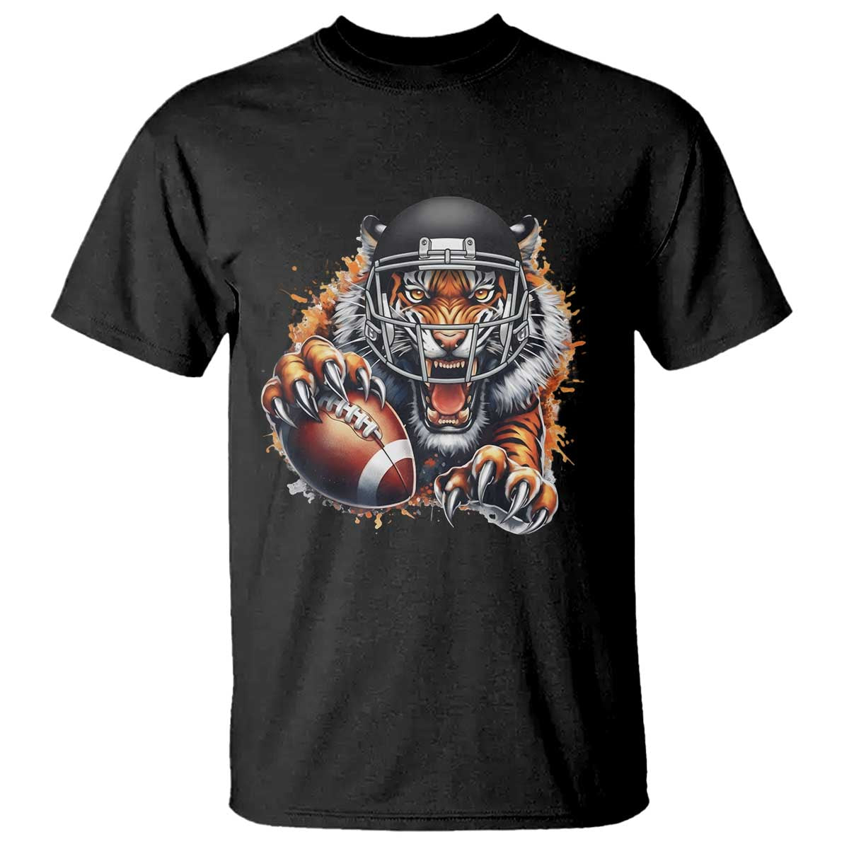 Funny Bengal Tiger With Helmet T Shirt Football Lover Gift - Wonder Print Shop