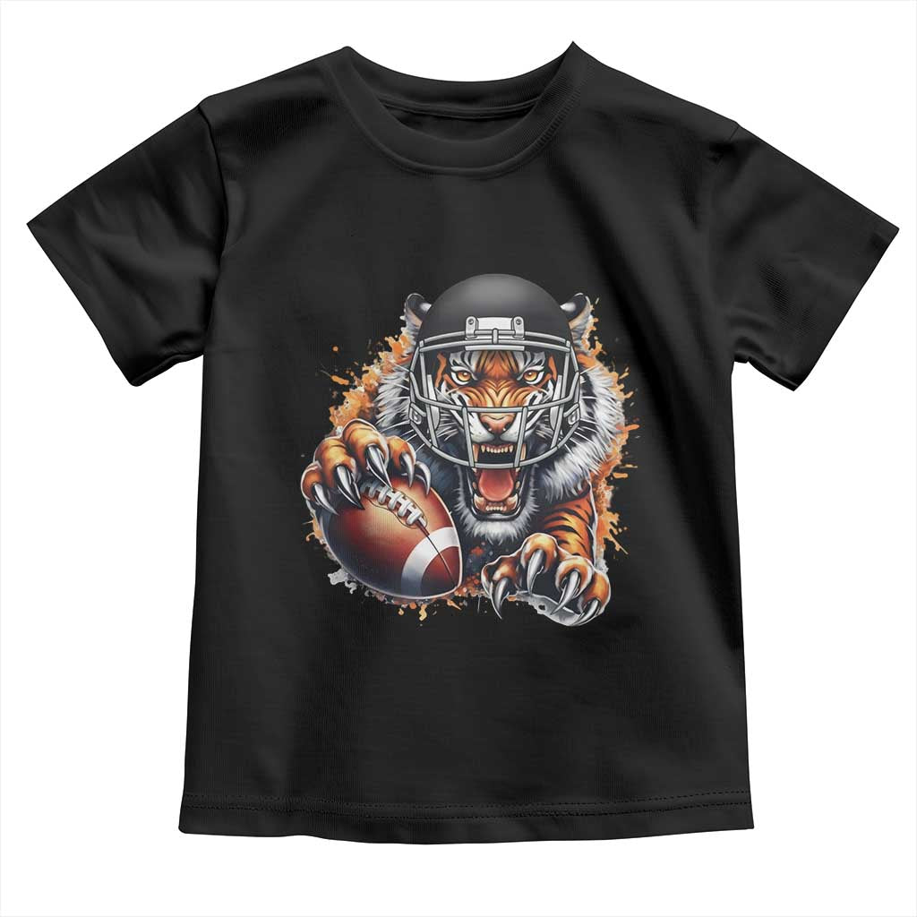Funny Bengal Tiger With Helmet Toddler T Shirt Football Lover Gift - Wonder Print Shop