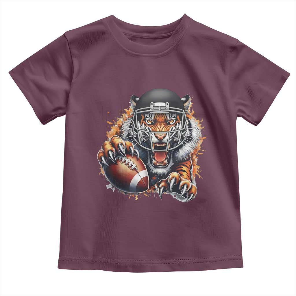 Funny Bengal Tiger With Helmet Toddler T Shirt Football Lover Gift - Wonder Print Shop