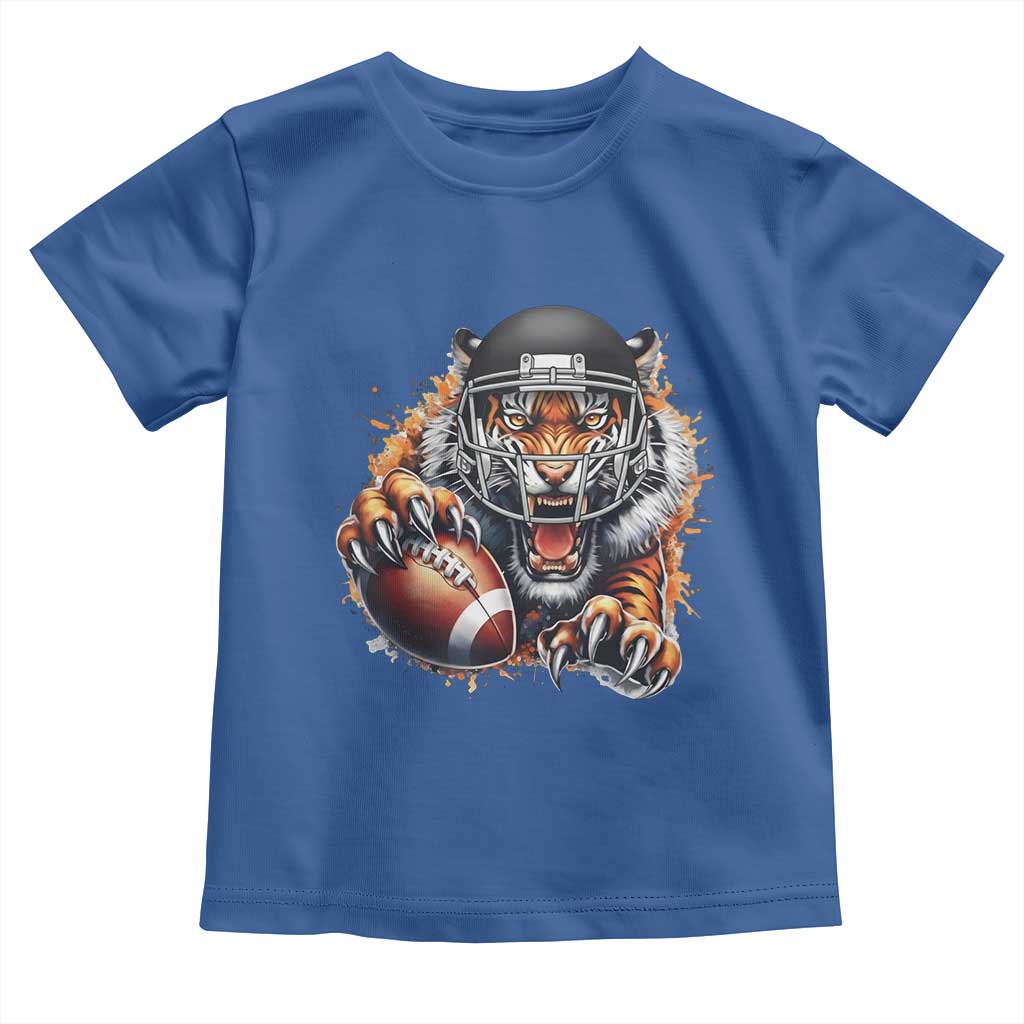 Funny Bengal Tiger With Helmet Toddler T Shirt Football Lover Gift - Wonder Print Shop