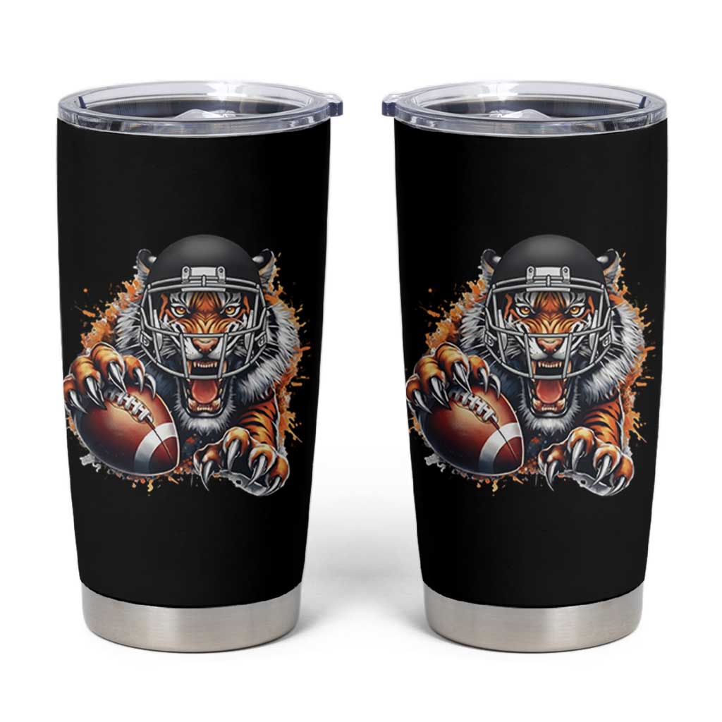 Funny Bengal Tiger With Helmet Tumbler Cup Football Lover Gift - Wonder Print Shop