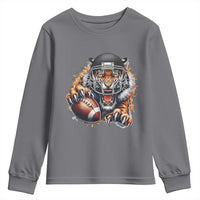 Funny Bengal Tiger With Helmet Youth Sweatshirt Football Lover Gift - Wonder Print Shop