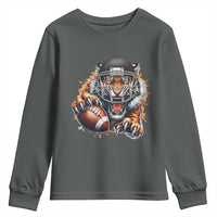 Funny Bengal Tiger With Helmet Youth Sweatshirt Football Lover Gift - Wonder Print Shop