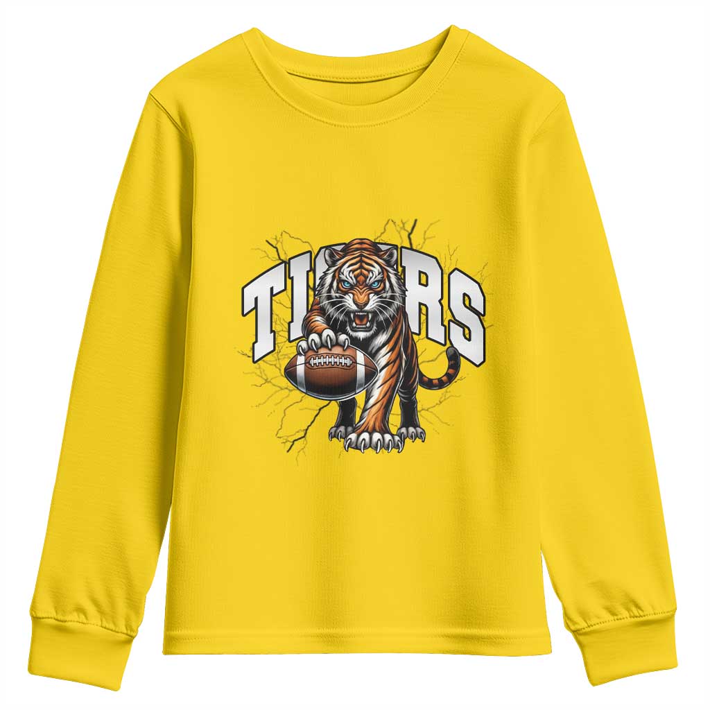 Funny Bengal Tiger Youth Sweatshirt Gift For Football Lover - Wonder Print Shop