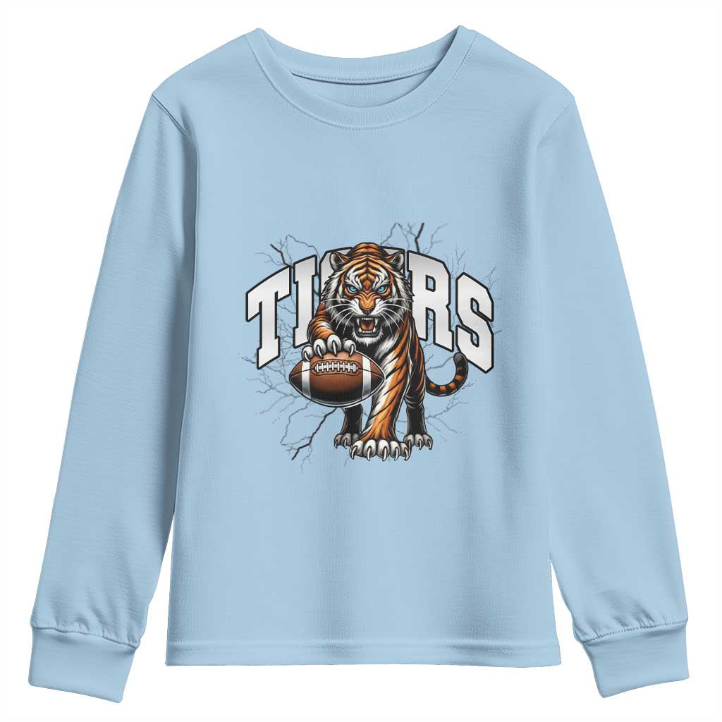 Funny Bengal Tiger Youth Sweatshirt Gift For Football Lover - Wonder Print Shop