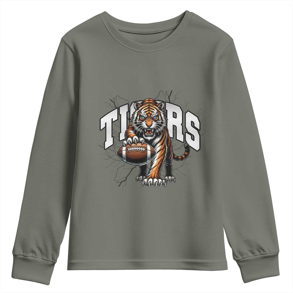 Funny Bengal Tiger Youth Sweatshirt Gift For Football Lover - Wonder Print Shop