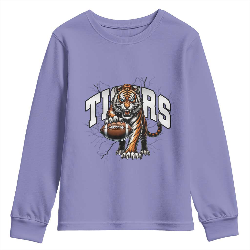 Funny Bengal Tiger Youth Sweatshirt Gift For Football Lover - Wonder Print Shop
