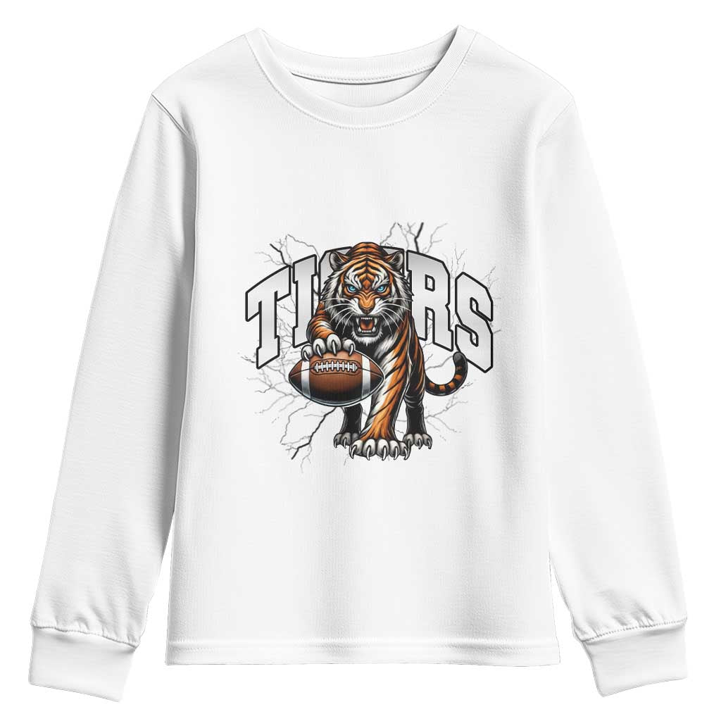 Funny Bengal Tiger Youth Sweatshirt Gift For Football Lover - Wonder Print Shop