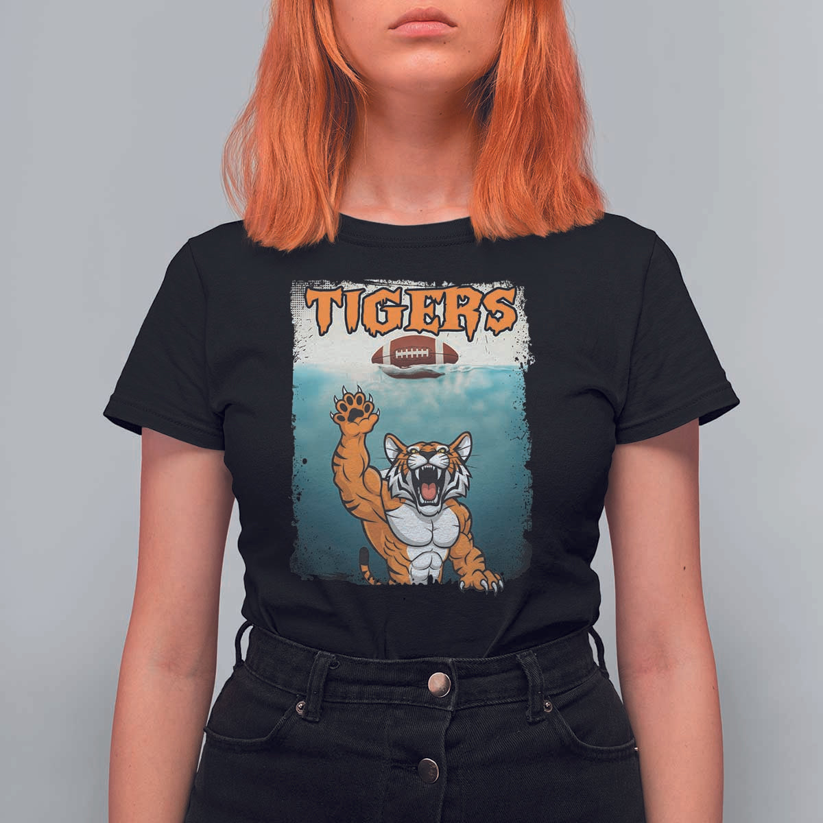 Bengal Tiger Football T Shirt For Women Horror Parody Gift - Wonder Print Shop