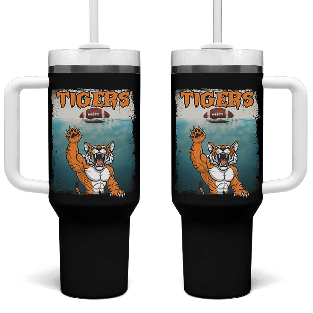 Bengal Tiger Football Tumbler With Handle Horror Parody Gift - Wonder Print Shop