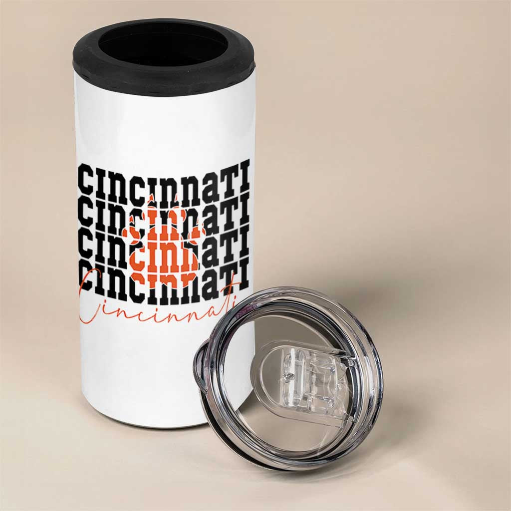 Cincinnati Tiger Paw 4 in 1 Can Cooler Tumbler Football Lover Gift - Wonder Print Shop