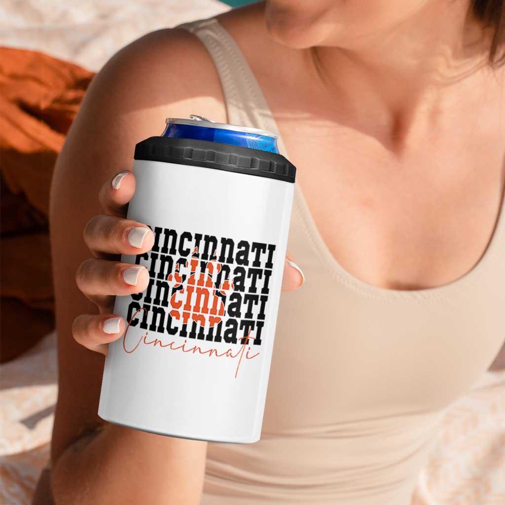 Cincinnati Tiger Paw 4 in 1 Can Cooler Tumbler Football Lover Gift - Wonder Print Shop