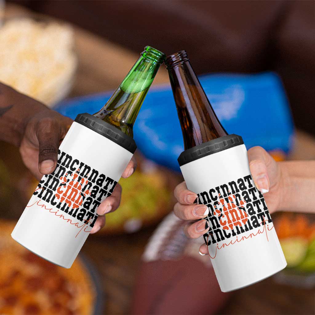 Cincinnati Tiger Paw 4 in 1 Can Cooler Tumbler Football Lover Gift - Wonder Print Shop