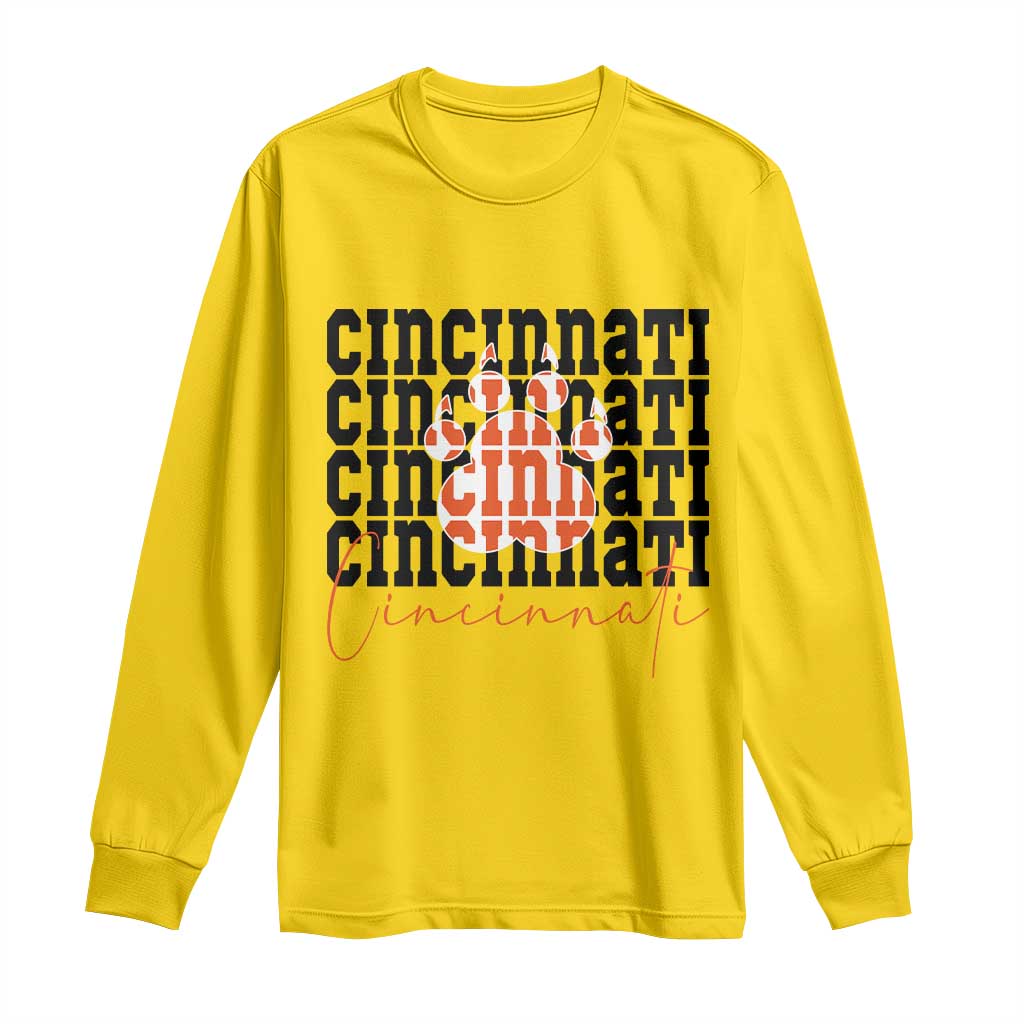 Cincinnati Tiger Paw Long Sleeve Shirt Football Lover Gift - Wonder Print Shop