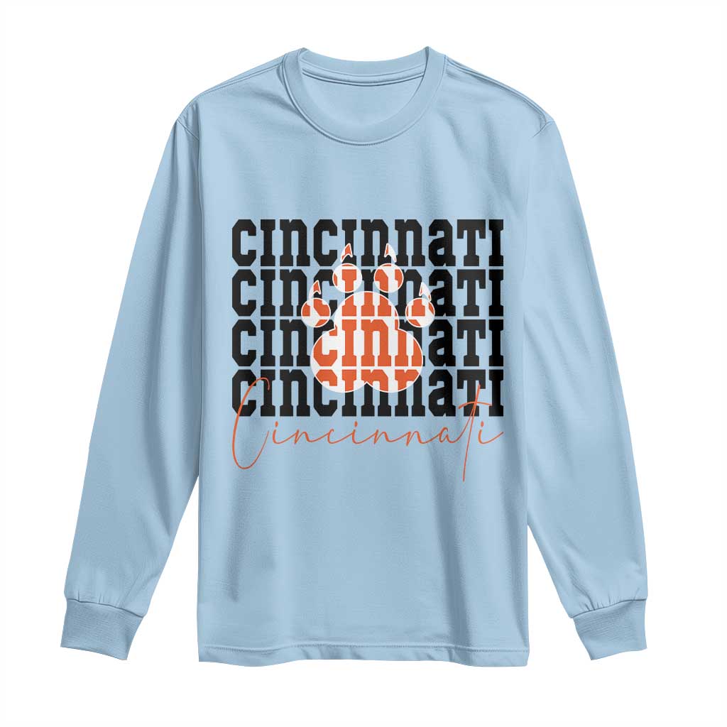 Cincinnati Tiger Paw Long Sleeve Shirt Football Lover Gift - Wonder Print Shop