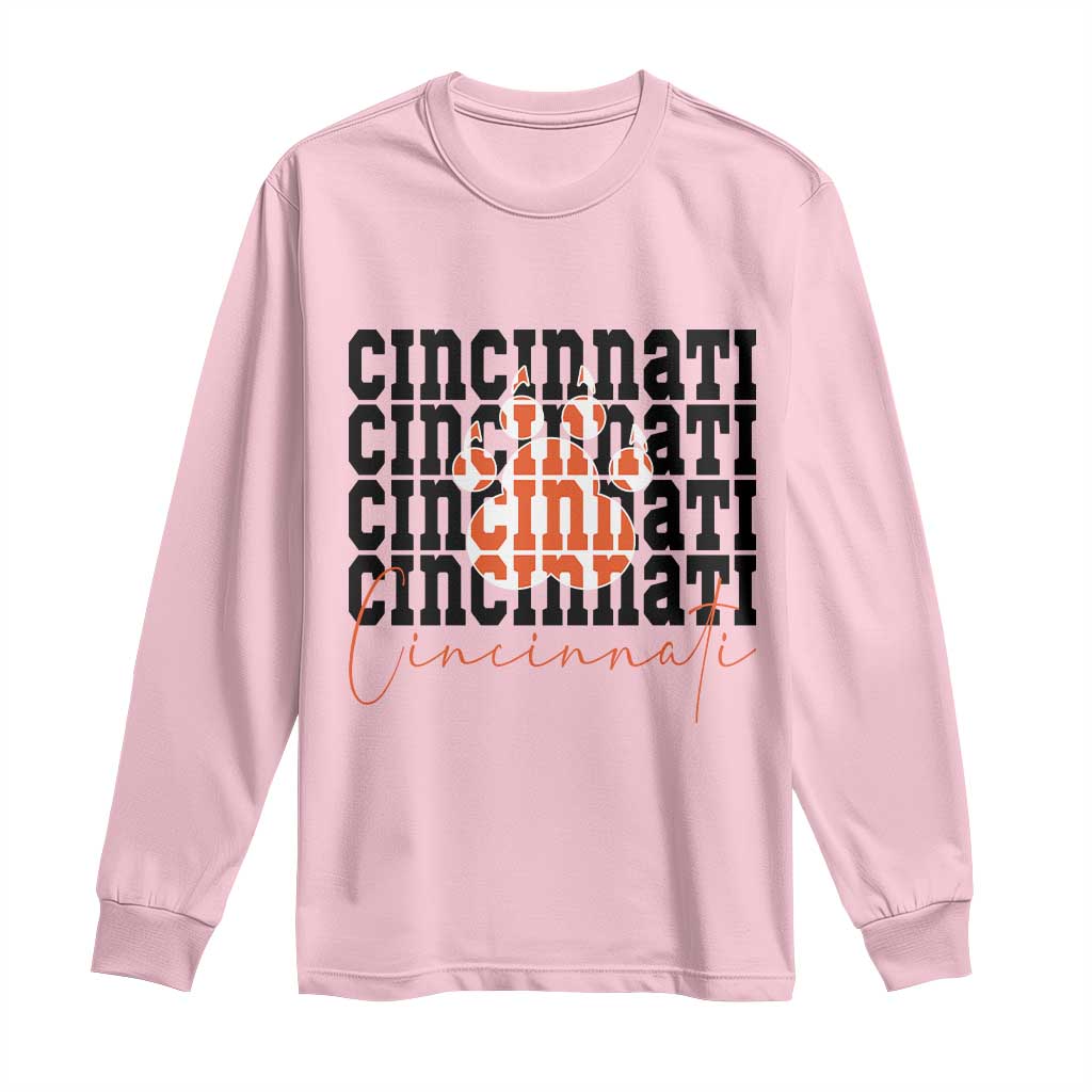 Cincinnati Tiger Paw Long Sleeve Shirt Football Lover Gift - Wonder Print Shop