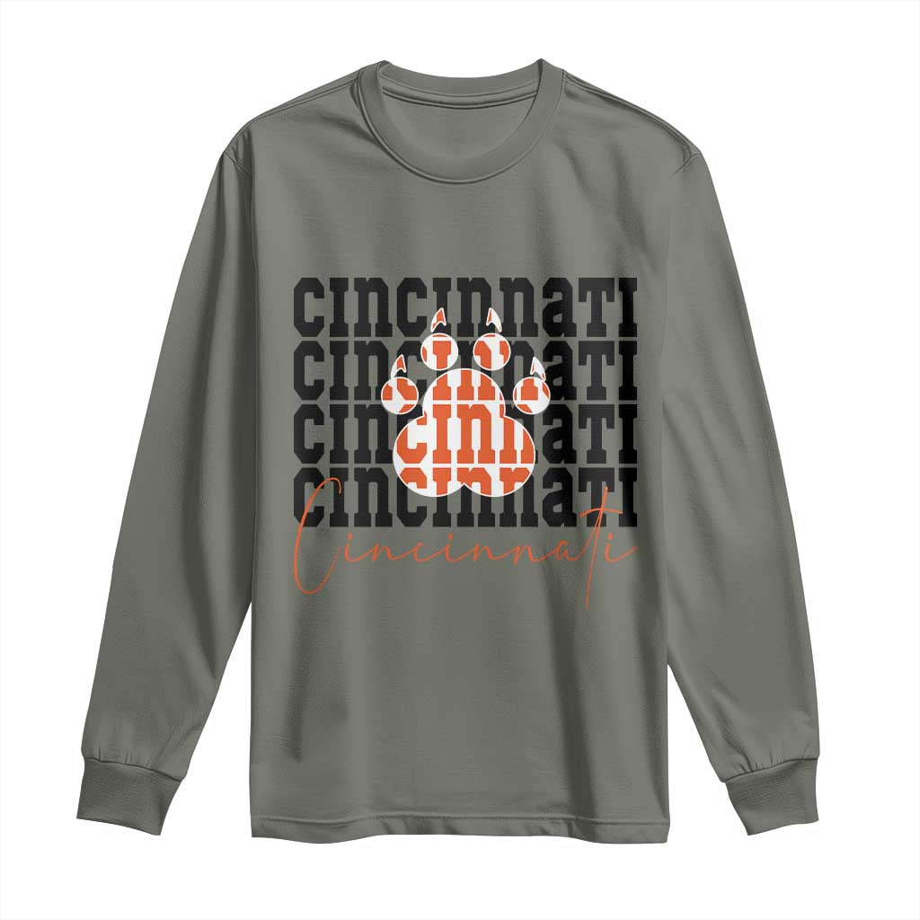 Cincinnati Tiger Paw Long Sleeve Shirt Football Lover Gift - Wonder Print Shop