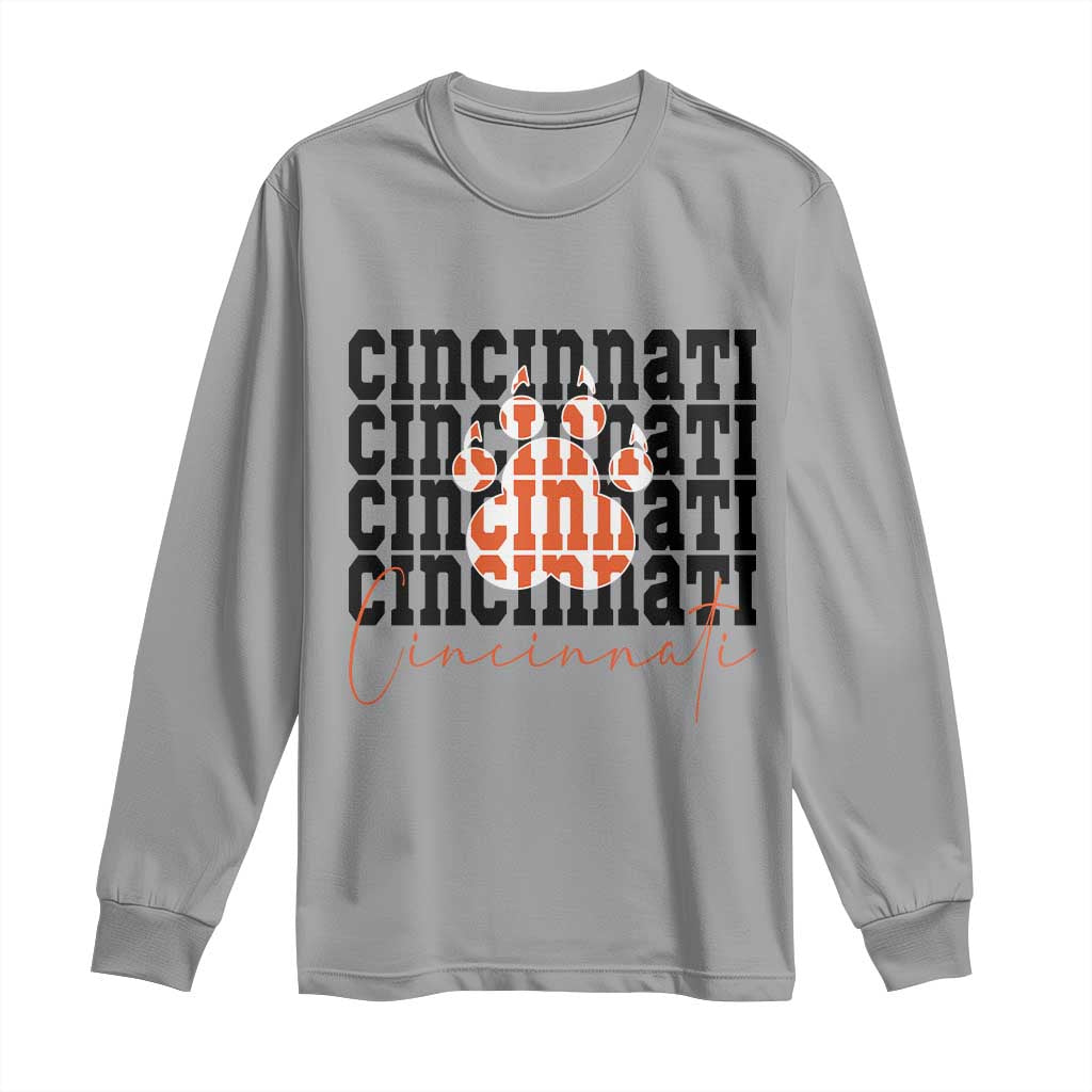 Cincinnati Tiger Paw Long Sleeve Shirt Football Lover Gift - Wonder Print Shop