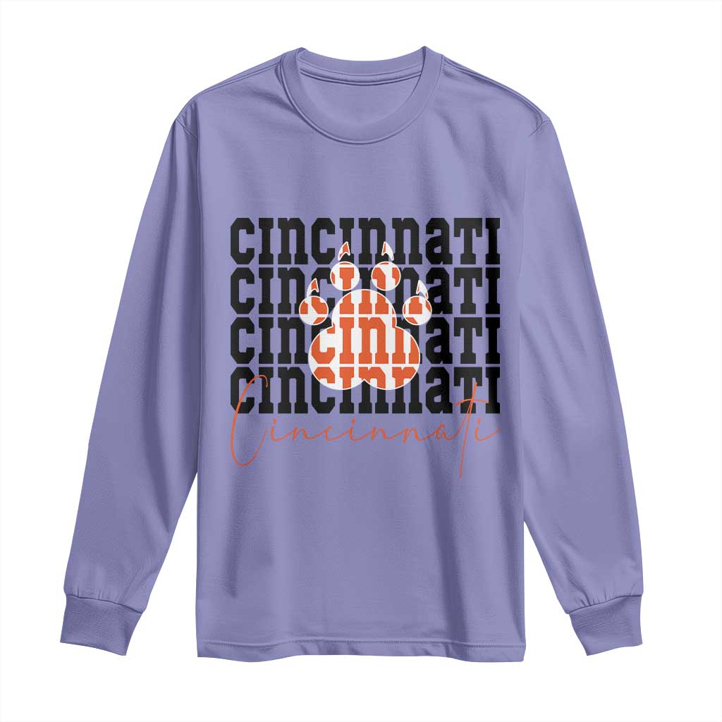 Cincinnati Tiger Paw Long Sleeve Shirt Football Lover Gift - Wonder Print Shop