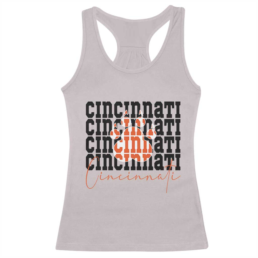 Cincinnati Tiger Paw Racerback Tank Top Football Lover Gift - Wonder Print Shop