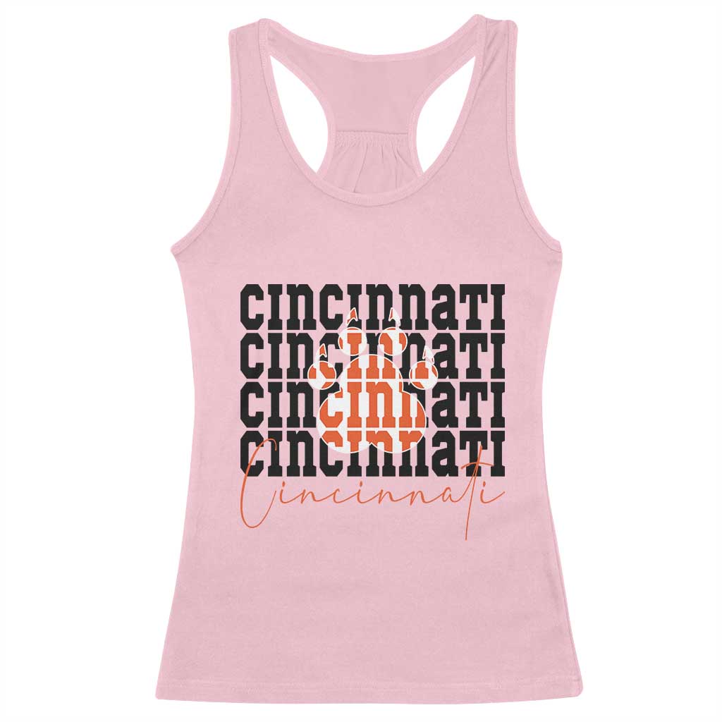 Cincinnati Tiger Paw Racerback Tank Top Football Lover Gift - Wonder Print Shop