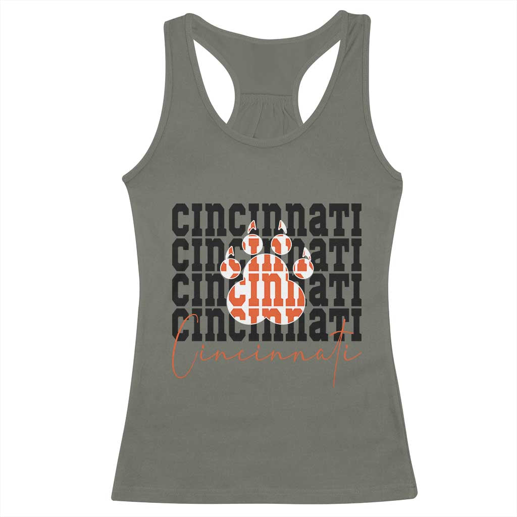Cincinnati Tiger Paw Racerback Tank Top Football Lover Gift - Wonder Print Shop