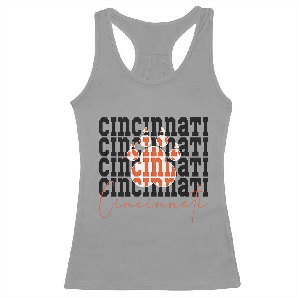 Cincinnati Tiger Paw Racerback Tank Top Football Lover Gift - Wonder Print Shop