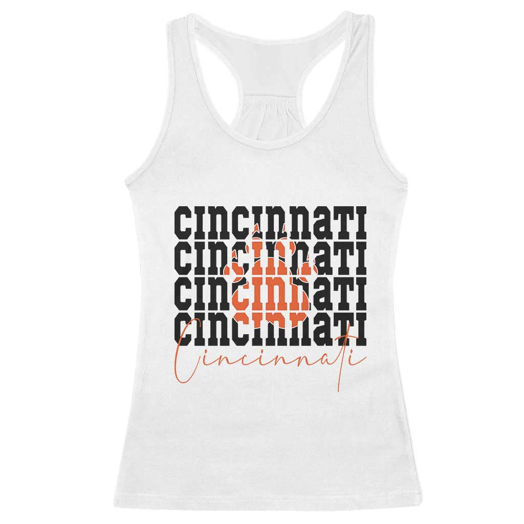 Cincinnati Tiger Paw Racerback Tank Top Football Lover Gift - Wonder Print Shop
