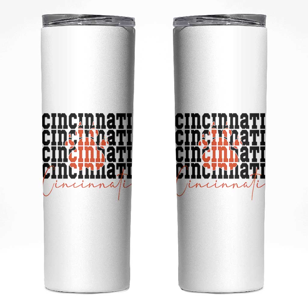 Cincinnati Tiger Paw Skinny Tumbler Football Lover Gift - Wonder Print Shop