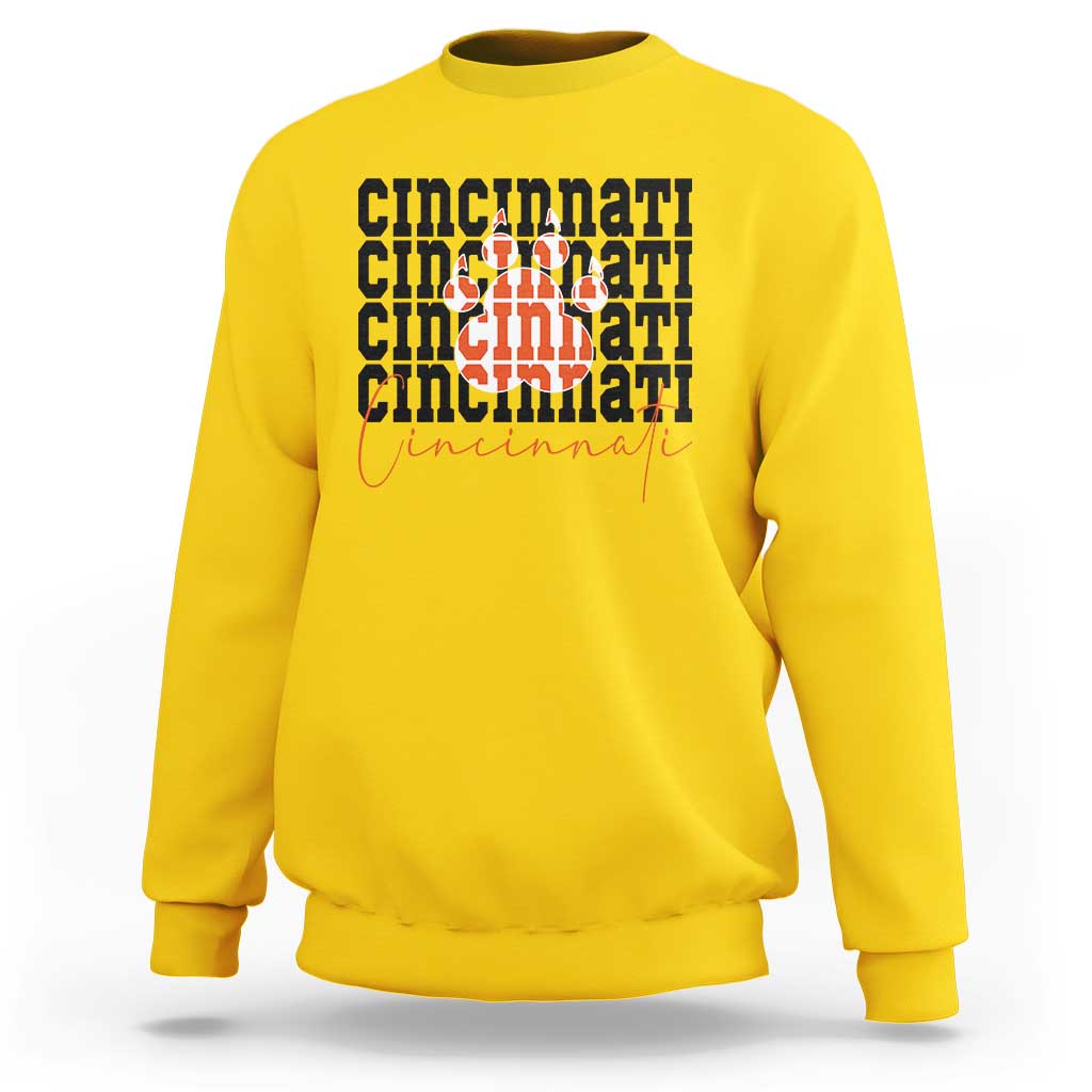 Cincinnati Tiger Paw Sweatshirt Football Lover Gift - Wonder Print Shop