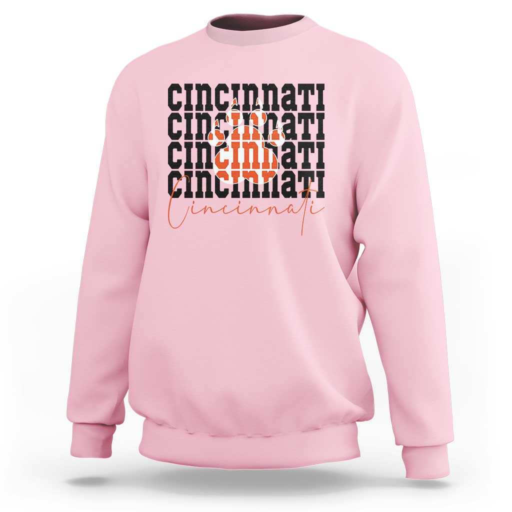 Cincinnati Tiger Paw Sweatshirt Football Lover Gift - Wonder Print Shop