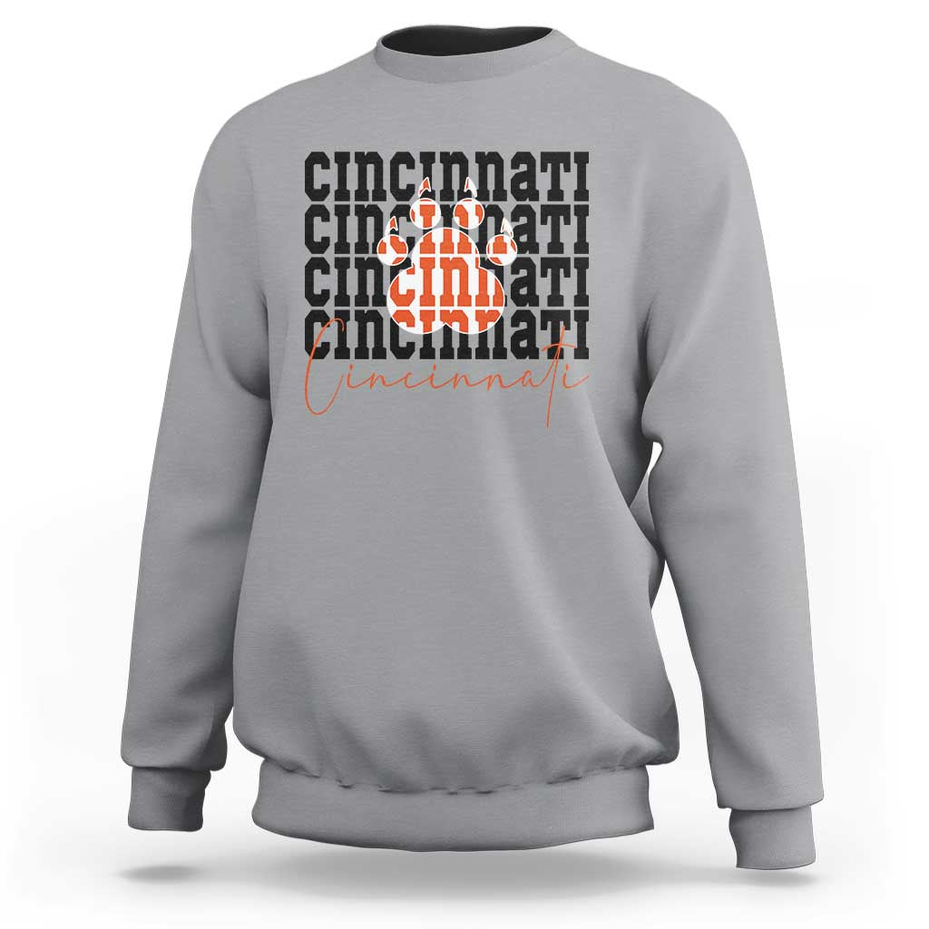 Cincinnati Tiger Paw Sweatshirt Football Lover Gift - Wonder Print Shop