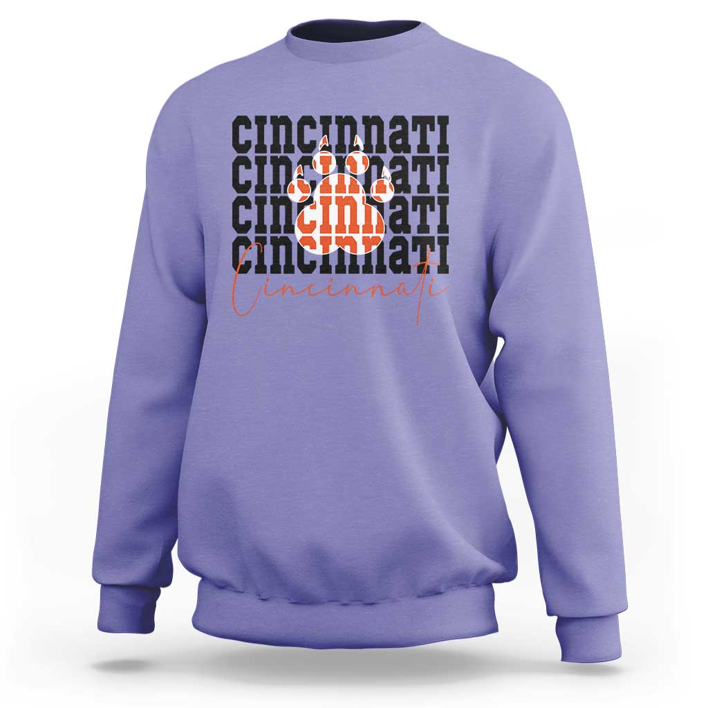 Cincinnati Tiger Paw Sweatshirt Football Lover Gift - Wonder Print Shop
