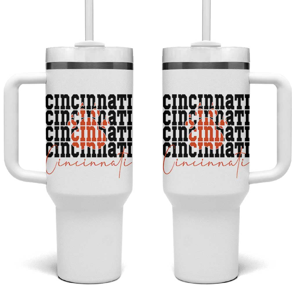 Cincinnati Tiger Paw Tumbler With Handle Football Lover Gift - Wonder Print Shop