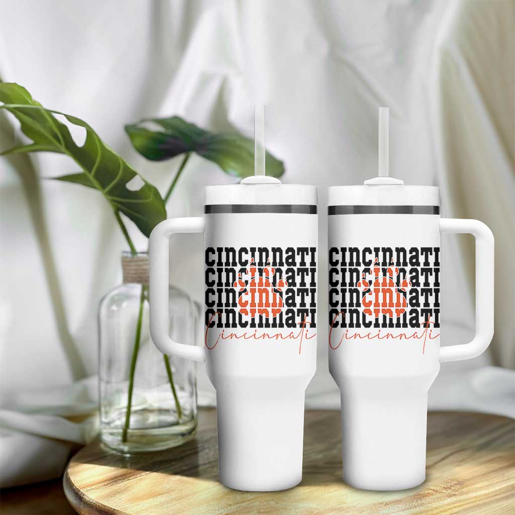 Cincinnati Tiger Paw Tumbler With Handle Football Lover Gift - Wonder Print Shop