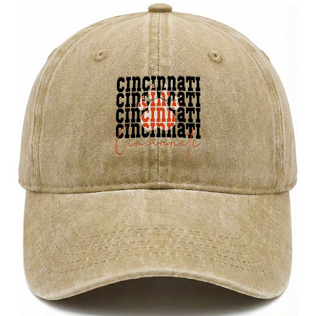 CF TGR Paw Football Lover Gift Washed Cotton Baseball Cap