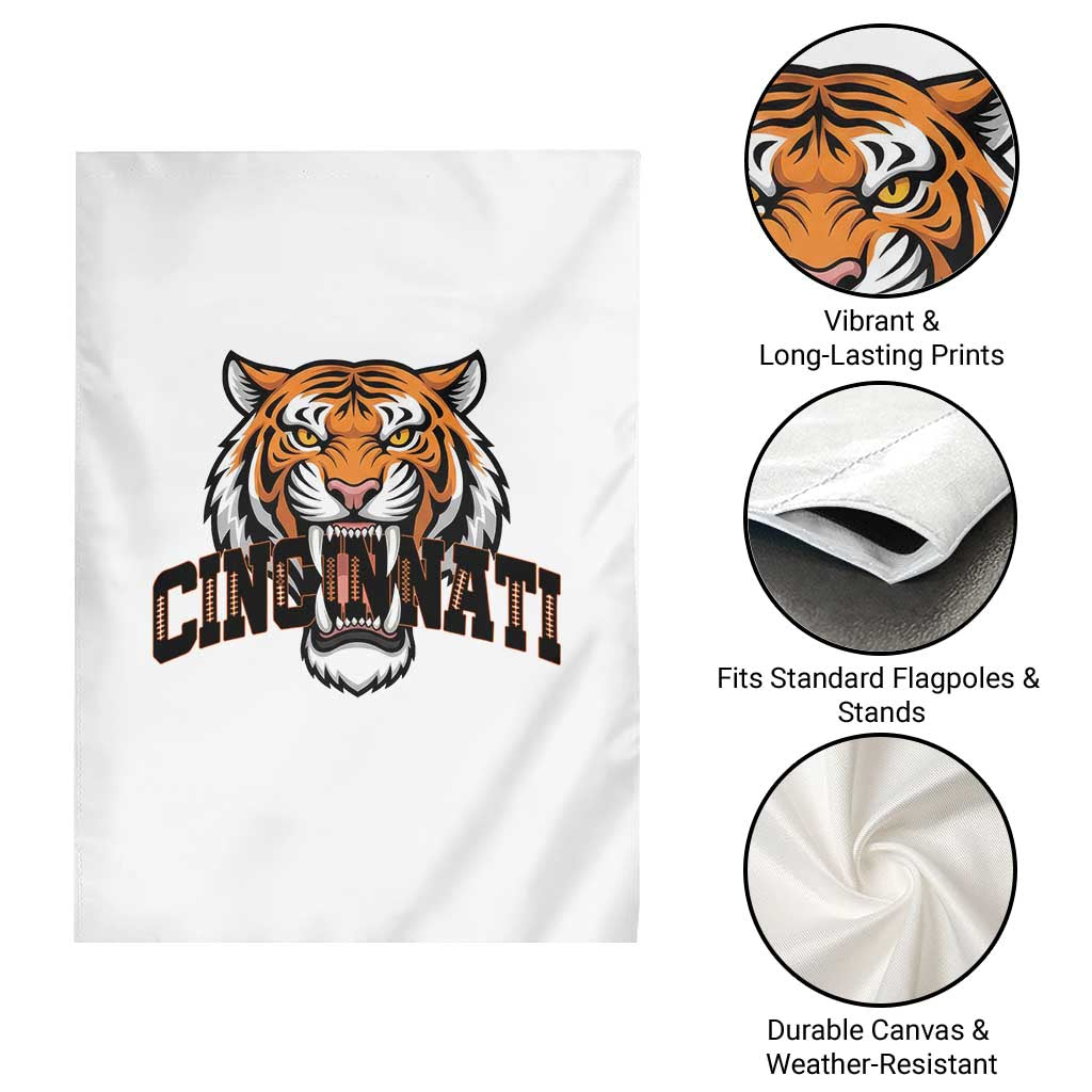 Roaring Cincinnati Tiger Football Garden Flag Game Day Fans Gift - Wonder Print Shop